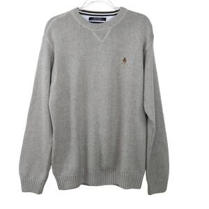 Tommy Hilfiger Men's Preppy Classic Gray Knit Crewneck Pullover Sweater Large